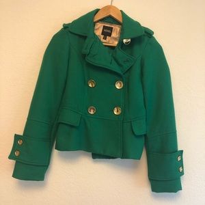XOXO Green Pea Coat with Gold Buttons